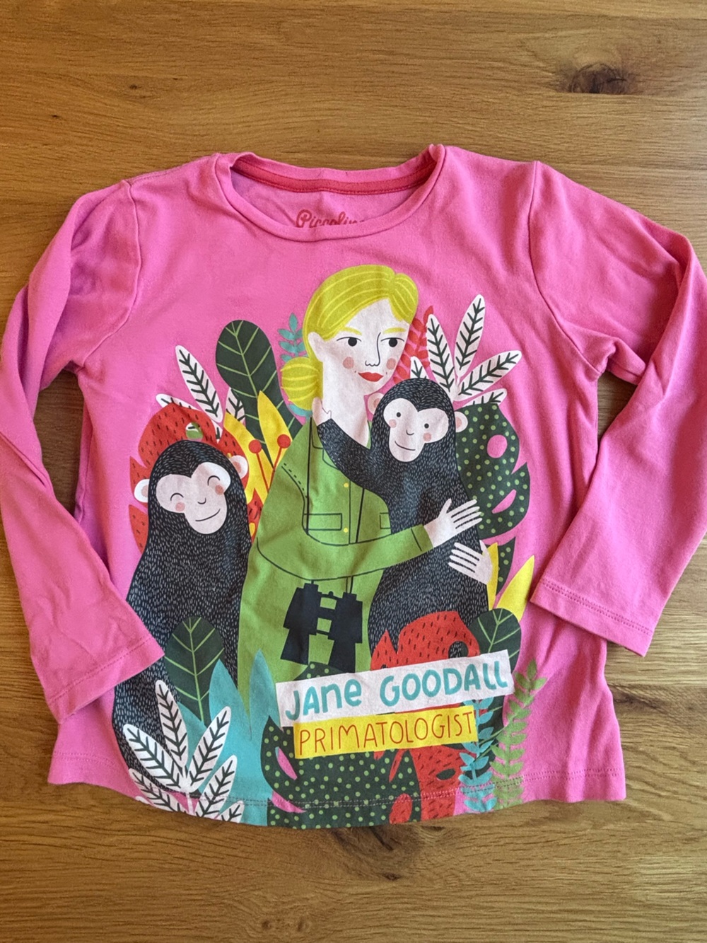 Jane Goodall Pink Long Sleeve Kids Tee